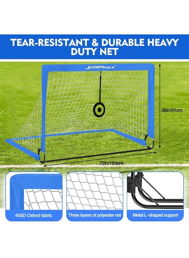 دي إم جي تك أهداف كرة القدم للأطفال للحديقة الخلفية، مجموعة منشأة 1.8×0.9 متر شباك التدريب مع الهدف، شباك كرة القدم المنفرد للصغار مع كرة القدم، مجموعة كرة القدم للأطفال والشباب للعب خارجية والرياضة - Image 2